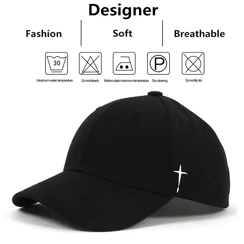 Unisex Adjustable Baseball Cap with Cross Water Drop Embroidery - Perfect for Spring and Autumn Outdoor Activities!