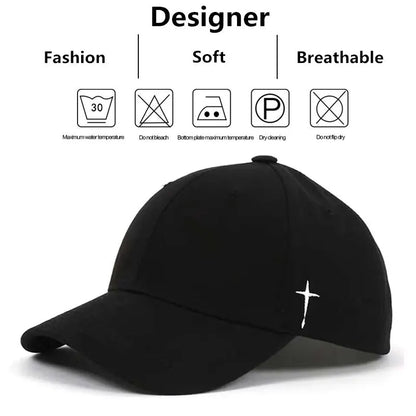 Unisex Adjustable Baseball Cap with Cross Water Drop Embroidery - Perfect for Spring and Autumn Outdoor Activities!