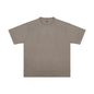 Summer New Cotton T-Shirt Men'S Retro Washed Distressed Short Sleeve Drop Shoulder Loose Fashion Brand